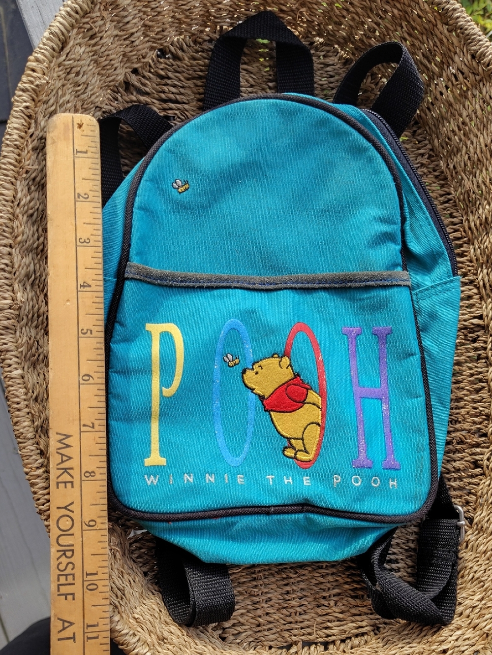 Winnie the Pooh Kids Teal Backpack with Embroidered Design